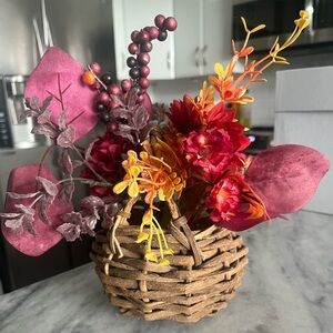 Vibrant Floral Arrangement in Woven Basket